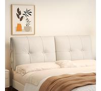 Thick Twin Headboard PillowRemovableCover & Hidden Zipper Ideal for Sitting Up Reading & Sleeping WhiteTan Cat's Paw Leather 180x60x12cm