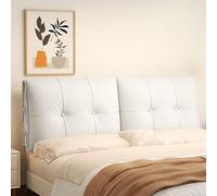 Thick Twin Headboard PillowRemovableCover Hidden Zipper Soft Cat's Paw Leather Perfect for Reading Sitting Up & Sleeping190×60×12cmOffWhite