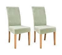 Thick Velvet Dining Room Chair Covers, Super Soft Stretch Chair Slipcover, High Back Chairs Cover Elastic Washable XL Chair Protector for Hotel,Ceremony,Banquet,Restaurant (Light green,2pcs)