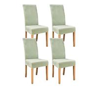 Thick Velvet Dining Room Chair Covers, Super Soft Stretch Chair Slipcover, High Back Chairs Cover Elastic Washable XL Chair Protector for Hotel,Ceremony,Banquet,Restaurant (Light green,4pcs)