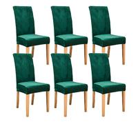 Thick Velvet Dining Room Chair Covers, Super Soft Stretch Chair Slipcover, High Back Chairs Cover Elastic Washable XL Chair Protector for Hotel,Ceremony,Banquet,Restaurant (Dark green A,6pcs)