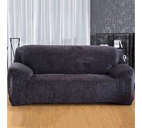 Thick Velvet Sofa Covers - High Stretch Non-Slip 1/2/3 Seater Sofa Cover, Stretch Plush Couch Cover Sofa Protector for Living Room, Sofa Slipcovers with 1 PC Cushion Cover (Dark Grey, 4 Seater)