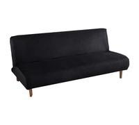 Thick Velvet Stretch Sofa Bed Cover Non Slip Elastic 2 3 Seater Futon Protector Armrest Free Foldable Black Durable & Stylish Home Décor
