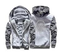 Thick Viking Fleece Hoodies Warm Hooded Sweatshirt Athletic Hoodies For Men Novelty Hoodies Outdoor Zip Up Sweatshirt(White,3XL)