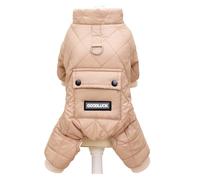Thick Warm Dog Overalls Winter Pet Dog Clothing for Chihuahua Coat Waterproof Hoodie Puppy Overalls Poodle Jacket Clothing (Luck Khaki, L)