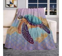 Thick Warm Heavy Throw Blanket - Soft Flannel With Cartoon Turtle Waves Texture Design for Kids, Girls, Boys - All Season Silky Colorful Blanket for Sofa, Couch, Bed - 180×200 cm