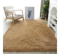 Thick Washable Area Rug for Living Room & Bedroom Soft Plush Carpet with Anti Slip Backing Large 140x200cm Bedside Mat Fluffy Decor for Kids Room & Home (Khaki)