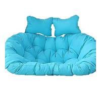 Thick Waterproof Replacement Mattress for 2 Person Hammock Includes Round Pillow Outdoor Egg Chair Cush Swing Pad Only (A)