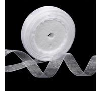 Thick White Organza Ribbon, Organza Chiffon Ribbon Gift Wrapping Ribbons for Crafting Wedding Birthday Flower Bouquet Bow Hair Gift Wrapping DIY Crafts