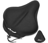 Thick & Wide Gel Bike Seat Cushion Cover Pad with Rainproof Cover - Comfortable Silicone Gel Memory Foam Bicycle Saddle Seat Cushion Cover Pad with UV Protection Waterproof Cover (L (11" L x 10" W))