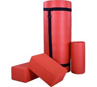 Thick Yoga Mat, Balancefrom Fitness Mat With Carrying Strap & Knee Pad, Red