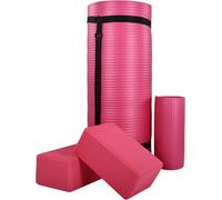 Thick Yoga Mat, Balancefrom Fitness Mat With Knee Pad & Carrying Strap, Pink