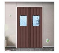 Thicken Cotton Door Curtain, Thermal Insulated Warm Windproof Door Draperies, Magnet Door Cover Auto Closer, for Home, Garage, Patio, Industrial(Brown,180x240cm)