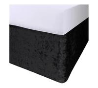 Thicken Crushed Velvet Divan Bed Base Wrap Valance Frame Cover With Around Elactic Belts And Three Sides Fabric Bed Skirt(Black,Single 120x200x32cm)