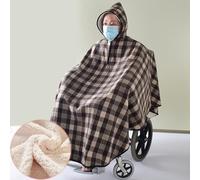 Thicken Fleece-Lined Wheelchair Blanket Hooded Wheelchair Cosy Cover Large Warm Shawl for Winter Travel Wheelchair Poncho