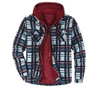 Thicken hoodie men Hooded Flannel Shirts Jackets Lined Fleece Plaid Button Down Padded Check Long Sleeve Casual Work Plaid Shirt Full Zip,Silver,XXL