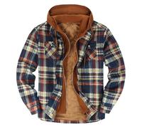 Thicken hoodie men Hooded Flannel Shirts Jackets Lined Fleece Plaid Button Down Padded Check Long Sleeve Casual Work Plaid Shirt Full Zip,Multi colored,S
