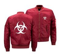Thicken Men's Bomber Jacket Resid.ent evil, Stand Collar Mens Jackets with Zipper, Long Sleeve Outerwear for Hiking Travel Sports, Comfort(Red,S)