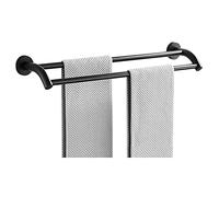 Thicken Rack for Bathroom, Black Single Pole Double Pole Towel Rack with No Nail Glue, Matte Finish/98Cm/B