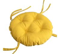 Thicken Round Stool Seat Cushion Super Soft Non Slip Chair Pads with Ties Solid Color Dining Chair Cushions (Yellow, Diameter:30cm(12inch))