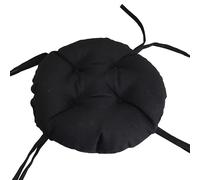 Thicken Round Stool Seat Cushion Super Soft Non Slip Chair Pads with Ties Solid Color Dining Chair Cushions (Black, Diameter:33cm(13inch))