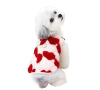 Thicken Sleeveless Dog Clothes Winter Jacket Warm Pink Red Fleece Heart Pet Clothes For Small Dog Vest Jacket Outfits Puppy Coat(Red,XL)