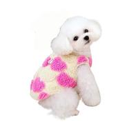 Thicken Sleeveless Dog Clothes Winter Jacket Warm Pink Red Fleece Heart Pet Clothes For Small Dog Vest Jacket Outfits Puppy Coat(Pink,XL)