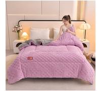Thicken Super Soft Plush Winter Quilt, Double/Queen Size Reversible Sherpa Fleece Blanket, Breathable Warmth Fluffy Comforter for Cold Winter