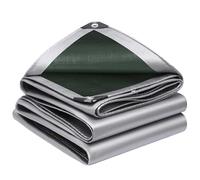 Thicken Tarpaulin Waterproof 200g/m² 2.5x5.5m Heavy Duty Large Rainproof Tarp Sheet Cover for Multipurpose Outdoor Use, Woven Polyethylene and Laminated with Reinforced Grommets, Silver Green