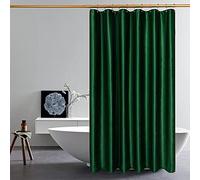 Thicken Velvet Dark Green Shower Curtains for Bathroom, Luxury 260 GSM Heavy-Duty Fabric Shower Curtain with Hooks, Washable, Waterproof Shower Curtain for Hotels,Showers, Bathtubs, 72 x 72 inches