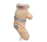 Thicken Warm Dog Jumpsuit Winter Pet Dogs Clothes For Chihuahua Coat Waterproof Hoodie Puppy Overalls Poodle Jacket Apparel(Khaki 2309,XXL)