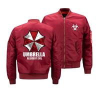 Thicken Winter Bomber Jacket Resid.ent evil, Zip Up Mens Jackets with Pockets, Windproof Baseball Jackets for Teen Gift, Zipper(Red,S)