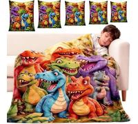 Thickened 3D Dinosaur Blanket for Boys Girls, 5 Sizes Cute Smiling Dinosaurs HD Digital Print Flannel, Cartoon Dinosaur Throw Blanket, Soft/Warm/All Season Fleece Throw Blankets (A,40 * 30IN)