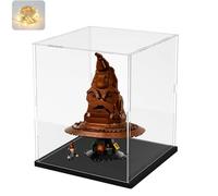 Thickened 3mm Clear Acrylic Display Case for Lego 43300 Winnie Pooh 76429 Talking Sorting Hat 21357 Luxo Jr 10338 Bumblebee 31152 Collectibles, Transparent Box with Light, Black Inside 9.8x9.8x11.8 in