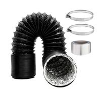 Thickened 80mm/3.2inch Flex Alu Ducting, 3m Extendable Vent Hose for Dryer | Flexible Alu Ducting 80mm x 3m, incl. 50mm tape & 2 clamps. For tumble dryer, AC, heater, cooker hood, grow tent.