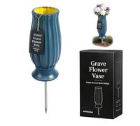 Thickened ABS Grave Flower Pots with Removable Spike & Drainage Hole, 2-in-1 Memorial Flower Holders for Cemetery Headstone, Outdoor Garden Planter for Patio Balcony Decor, All-Weather Durable (1 pcs)