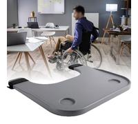 Thickened ABS Plastic Table Leg Plate Eating Aid, Wheelchair Tray Table, Cup Slot Design + Portability + High Endurance, Suitable for Wheelchair Users to Eat, Work And Relax.,Grey