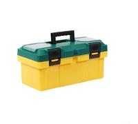 Thickened ABS Tool Storage Box Organizer Heavy Duty Plastic Case for Hardware Parts Screws Nails Workshop Garage Secure Latching Portable Yellow Green 14-19 Inch(17inch)