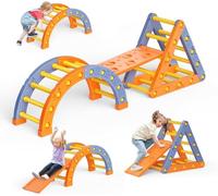 Thickened and stable version Climbing Set, Climbing Frame for Toddlers, Climbing Toy, Coordinated/Baby Physical Exercises, Outdoor/Indoo (Triangle + Half Circle + Slide)