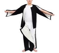 Thickened Bedridden Patient Care Clothing, Fleece Pyjama Sets, Easy to Put On and Take Off Suitable for Home and Hospital Care(Black,L)