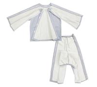 Thickened Bedridden Patient Care Clothing, Fleece Pyjama Sets, Easy to Put On and Take Off Suitable for Home and Hospital Care(Grey,M)