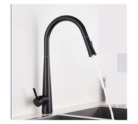 Thickened Brass Brushed Nickel Pull-Out Spray Kitchen Faucet- 360° Rotating Hot and Cold Water Sink Mixer Crane(Matte Black)