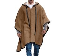 Thickened Cape Men's Wool Poncho Versatile Trendings Hoodie Winter Blanket Poncho Men Portable Warm Leisure Daily Travel Clothing Cowboy Hippie Jacket With Hood Hip Hop Y2K Streetwear Khaki