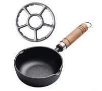 Thickened Cast Iron Small Frying Pan 11cm/13cm, Flat Bottom Uncoated Non-Stick for Eggs, Milk or Sauté, for Induction and Gas Stoves, Black(11 * 4cm + rack)
