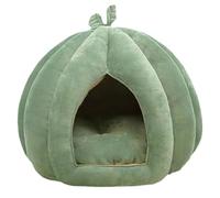 Thickened Cat Cave Pumpkin Enclosed House Bed | Halloween Pet | Home Indoor Kittens Small Dogs Warm Hideaway Covered Donut Plush Bolster Bedding Round Cushion Mat Decor Gift