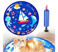 Thickened Cat Water Play Mat 2025 Upgrade Inflatable Cooling Bed with Floating Fish, Interactive Sensory Pad for Cats & Dogs (A)