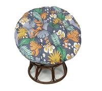 Thickened Chair Cushions for Patio Overstuffed Round Outdoor Cushions Water-Resistant with Non-Slip Ties Floral Design 44x44 Inches Perfect for Garden & Balcony