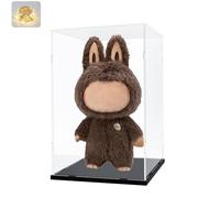 Thickened Clear Acrylic Display Case for Zimomo Labubu Pop Mart I Found You Angel in Clouds Doll, Showcase Box for Big LABUBU Large Toy with Wooden Base & String Light, Black Inside 13.8x11.8x23.6in