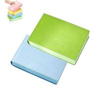 Thickened Color Brick Notebook, A5 Super Thick Hardcover Journal, 720 Pages Solid Pastel Color Brick Notebook, PU Leather Cover & Ribbon Bookmark for School Office Study Travel Gift (Blue+Green)