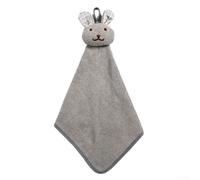 Thickened Double Sided Coral Fleece Hand Towel for Kitchen and Bathroom Hanging Absorbent and Reusable Cloth (Grey)